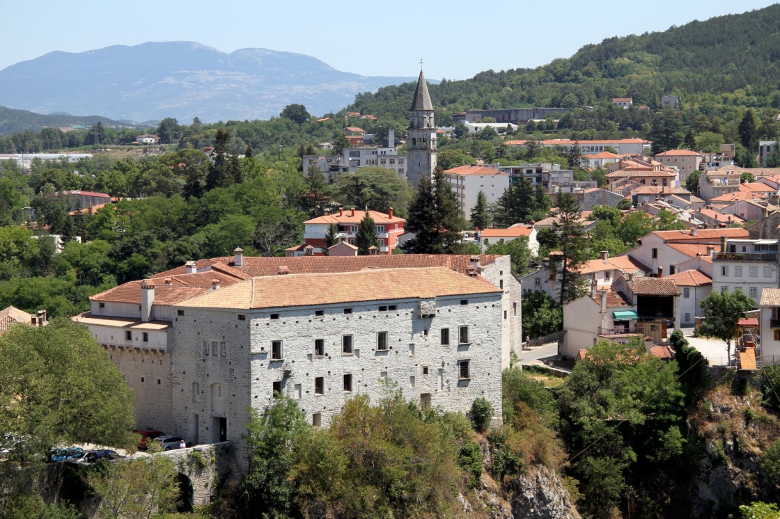 View of castle and houses of old Pazin, Istria, Croatia